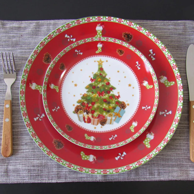 Christmas Ceramic Steak Plates Beef Dessert Dish Fruit Snack Cake Plate Tableware Quake