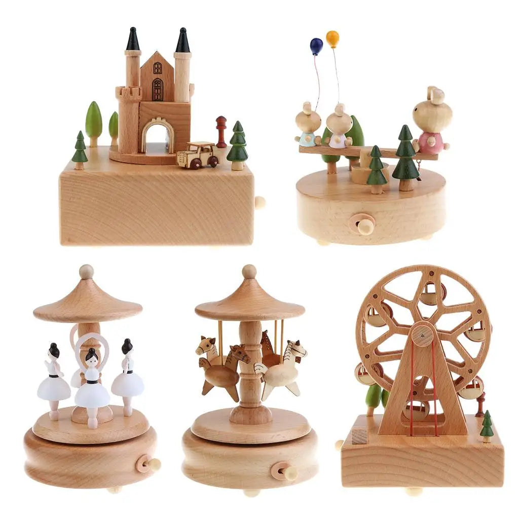 Wooden Music Box Wood Craft Decoration Birthday Christmas Gift for Kids Quake