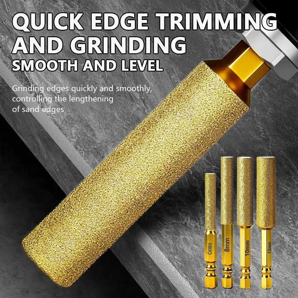 Hex Shank Dry Drill Bit 2-in-1 Glass & Stone Drilling and Grinding Tool, All-in-One Hole Saw and Grinding Head for Tile, Marble Quake