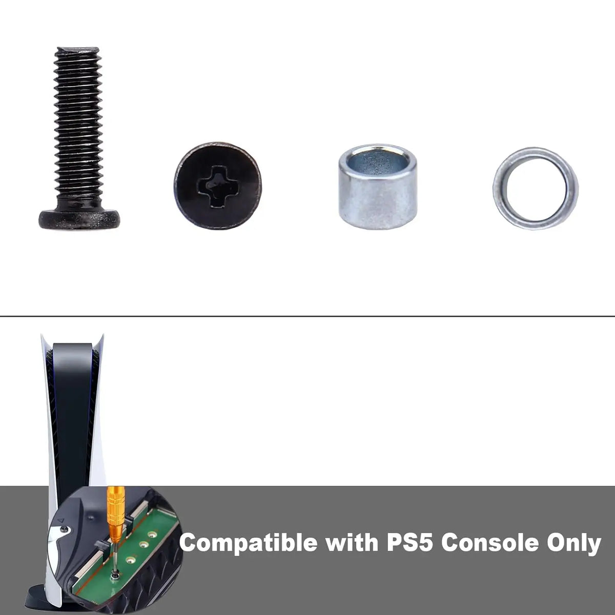 1Pcs SSD Screw for PS5 and 1Pcs Ring Replacement for Sony DualSense 5 Console Solid State Drive Quake