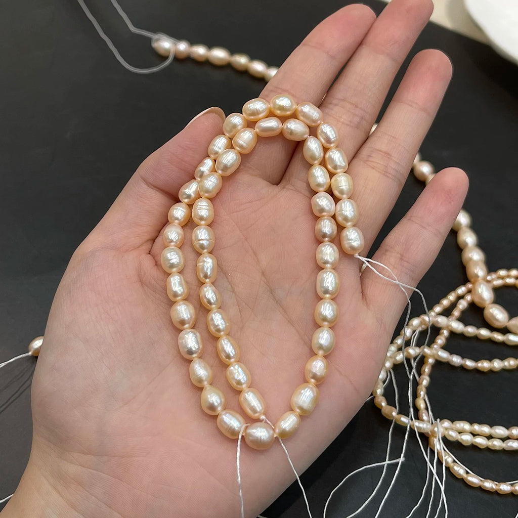 AA Thread Pearl 3-8mm Natural Freshwater Orange Pearl For Jewelry Making DIY Necklace Bracelet Chains Earrings Accessory Quake