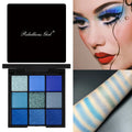 9 Color Eyeshadow Palette Blue Waterproof Sweatproof Blue Matte Pearl Glitter Finish Performance Stage Makeup Music Festival Quake 9 Colors Blue