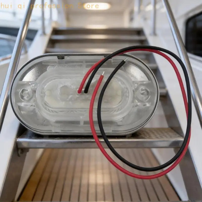 Marine Walkway Light for Damp Use Areas on Boats, Stainless Steel Stair Step Courtesy Lamp for Deck Corner Routes and Low Quake