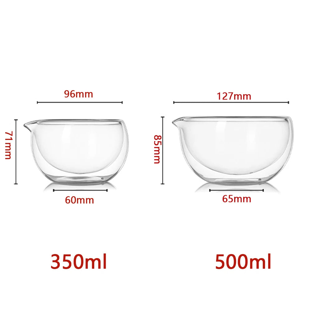 Double Wall Glass Matcha Bowl Transparent Fruits Salad Yogurt Mixing Bowl With Spout Kitchen Bowl For Egg Beating Baking Serving Quake