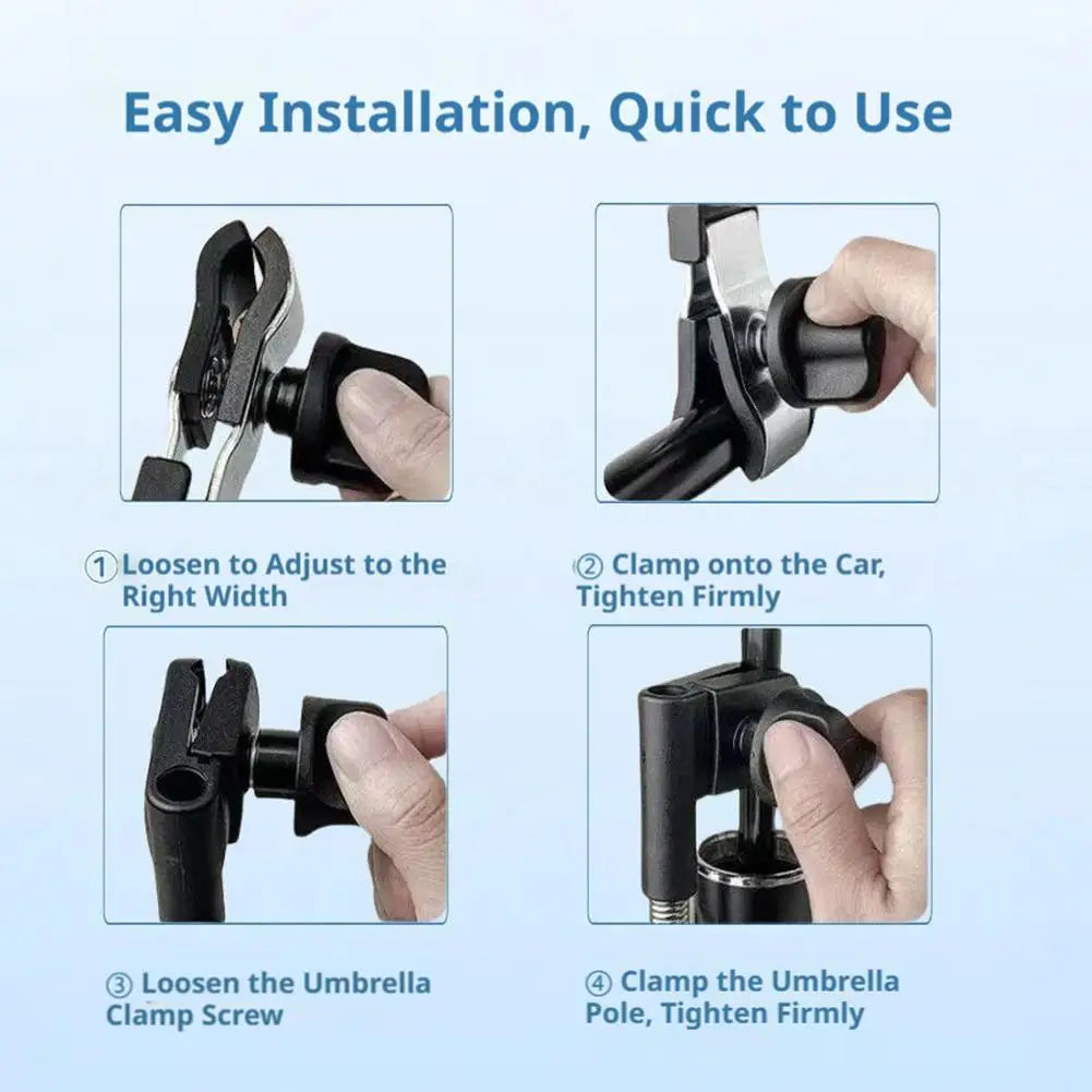 Fishing Umbrella Holder 360 Degree Adjustable Clamp Bracket Portable Sunshade Mount for Fishing Chair Camping Beach Quake