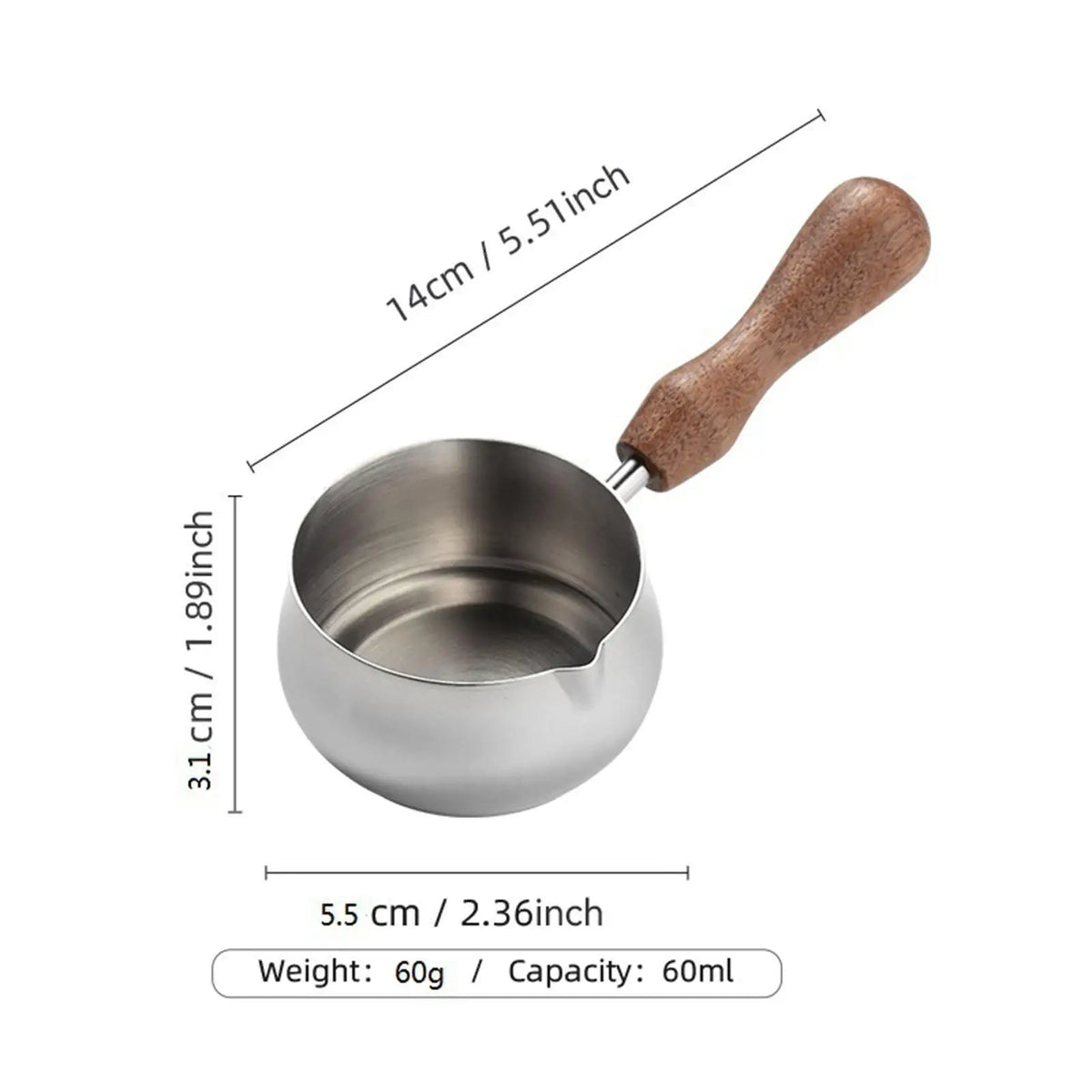 Sauce Cup Wooden Handle Eagle Mouth Guide Design Multifunctional Stainless Steel Coffee Spoon for Rice Milk Flour Juice Oil Quake