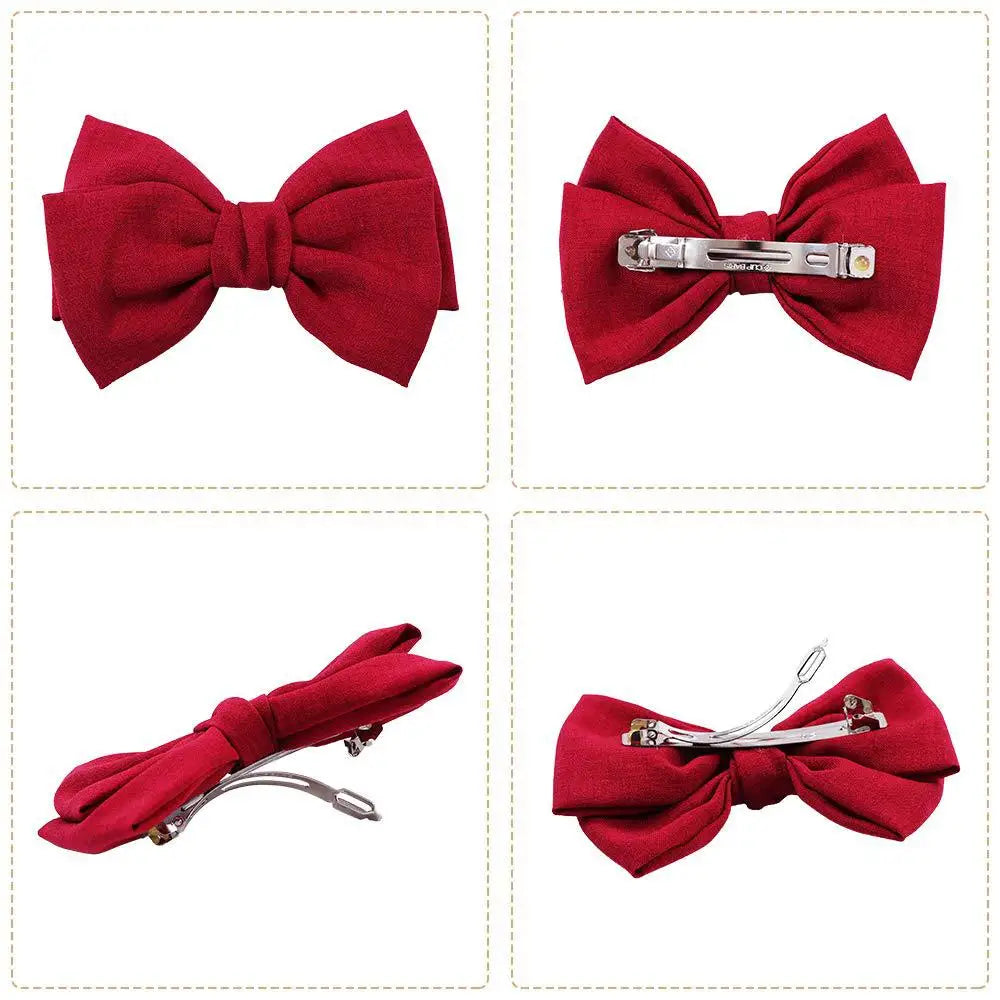 Double Layer Fabric Bowknot Ponytail Clip Sweet Elegant Barrettes Women Girls Simple Solid Color Hairpin Hair Grip Headdress New Quake