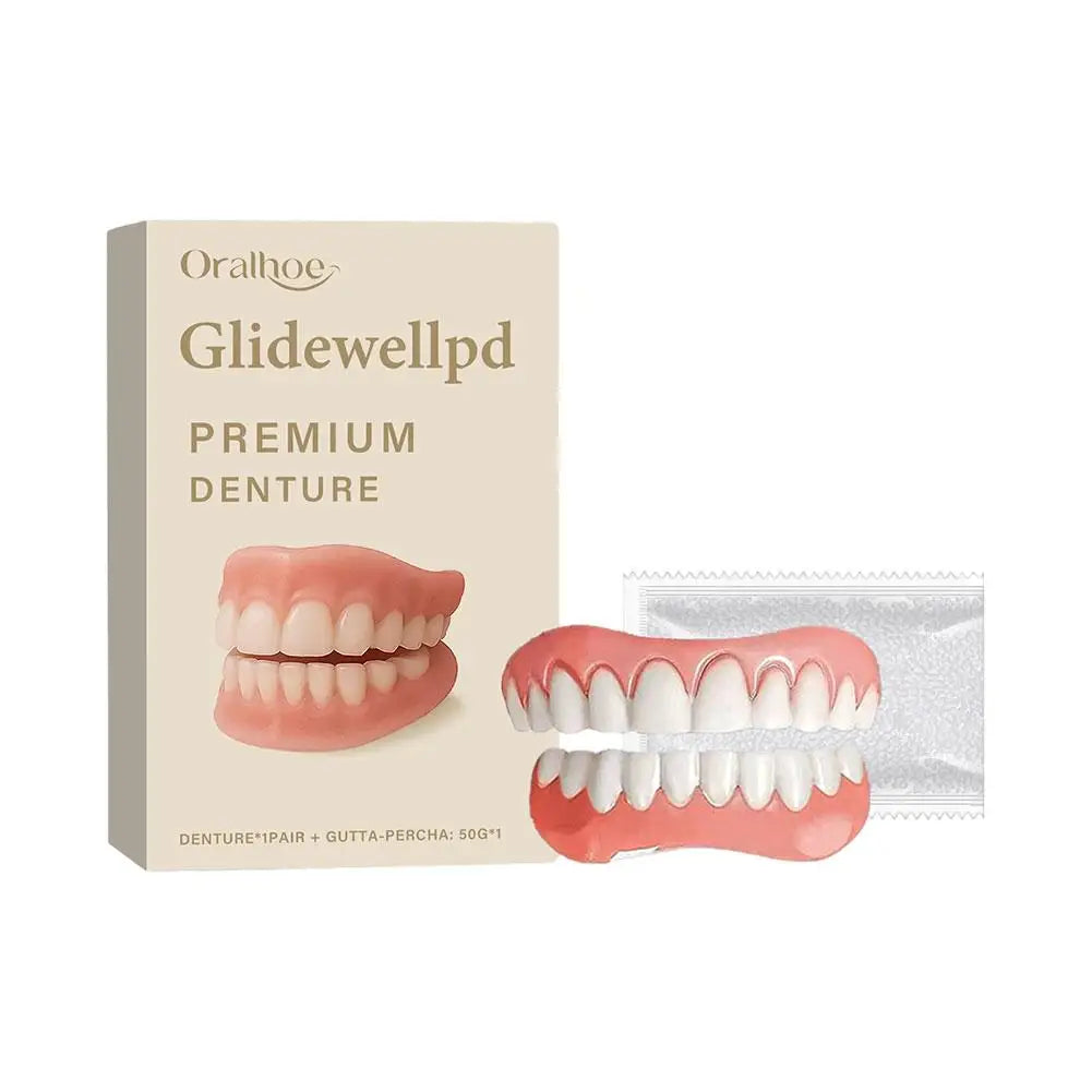 Reusable Denture Set for Aesthetic Smile Enhancement Soft Comfortable Food Grade Silicone Teeth Cover Easy Clean Long Term Use Quake 1set