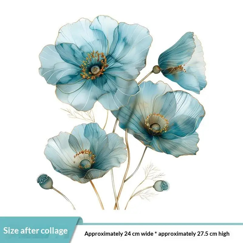 1Sheet PVC Watercolor Flower Stickers Toilet Sticker Bright Wall For Home Vinyl Car Decal Toilet Decoration Quake A1