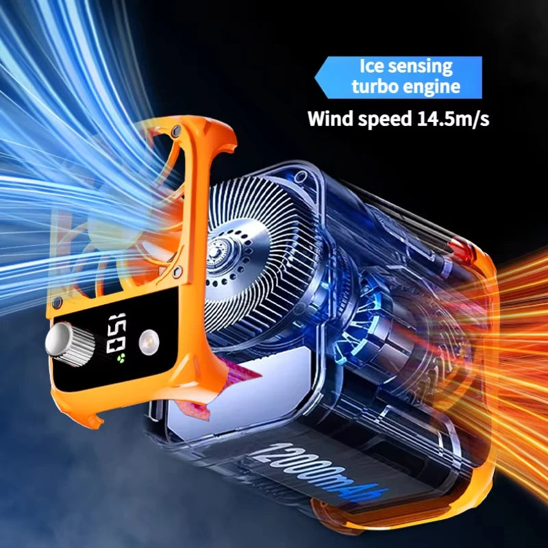 Mini high-speed waist fan, bladeless USB hanging neck fan, outdoor multifunctional mobile power lighting digital display fan Quake