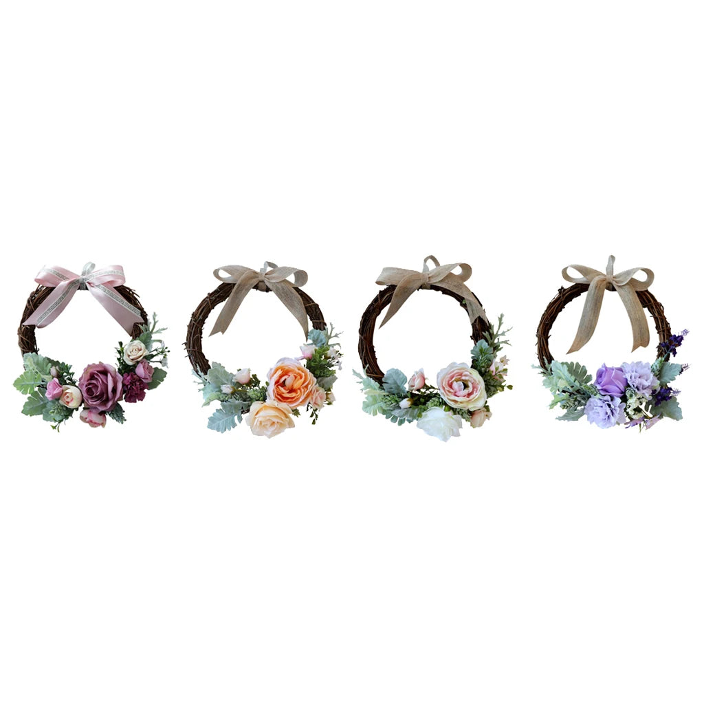 Wedding Decoration Artificial Rose Wreaths Flowers Rattan Garland Rustic Style for Door Wall Chair Decor Quake Purple