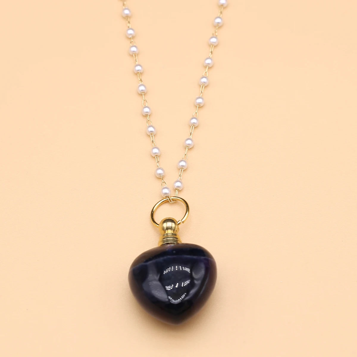Spring Sweater Chain Perfume Bottle Necklace Natural Stone Fluorite Pendant For Women Christmas Halloween Gift Chain 80cm Quake