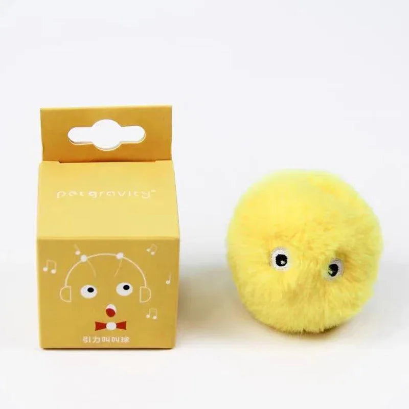Smart Cat Toys Plush Electric Catnip Training Toy Kitten Touch Sounding Pet Product Squeak Toy Ball Quake Yellow