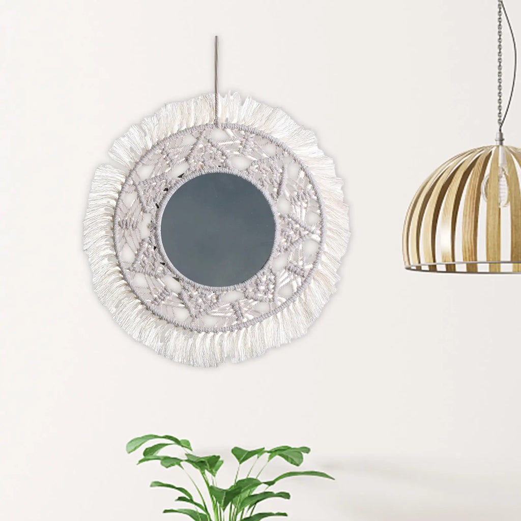 Boho Mirror Decor Decorative Mirror Hanging Wall Mirror,Wall Decor Mirror for Living Room,Apartment,Bathroom Office Entryways Quake