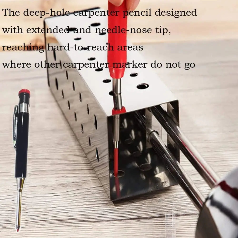 All Metal Deep Hole Marking Pencil 2.8mm Deep Hole Marking Woodworking Pencil Built-in Sharpener Long Head Quake