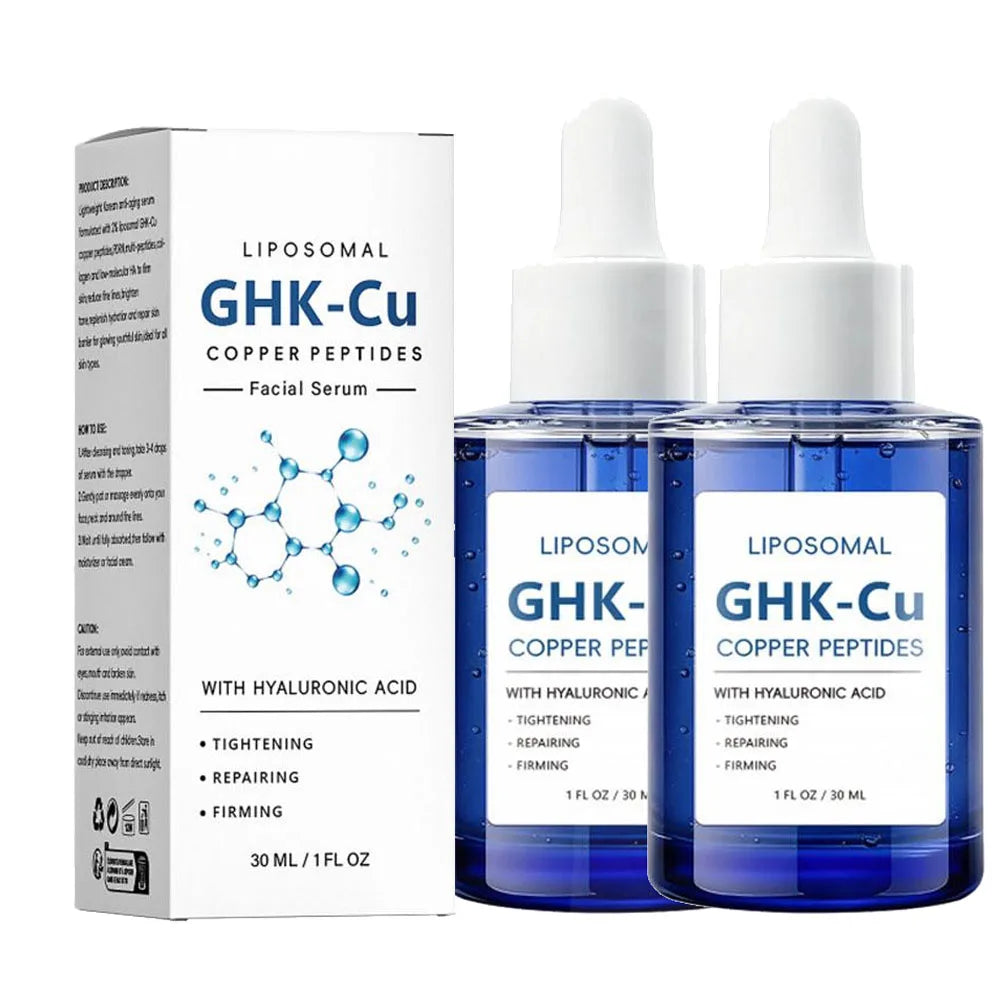 Zyvarn GHK-Cu Facial Serum | Copper Peptides Moisturizing Firming Essence with Hyaluronic Acid for Skin Tightening & Repairing Quake 2pcs
