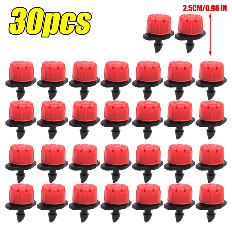 8 Holes Adjustable Mini Garden Sprinklers Automatic Drip Irrigation Nozzle Watering Hose Dropper DIY Irrigation System Fittings Quake 30PCS