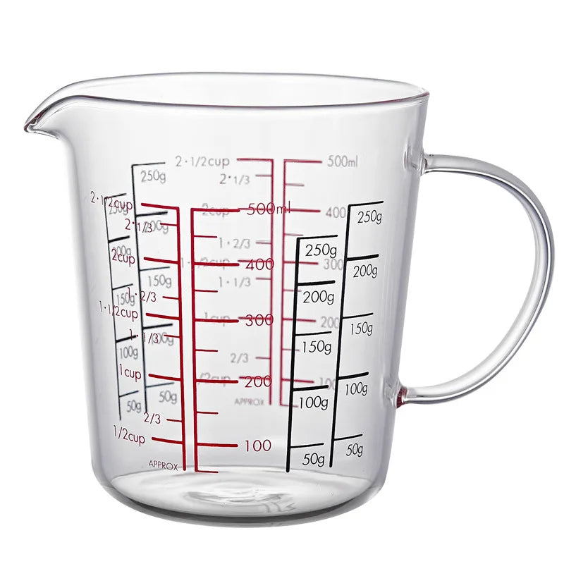 YWDL Heat-Resistant Glass Measuring Cup with Handle Breakfast Milk Cup Microwave Safe for Kitchen Baking Quake