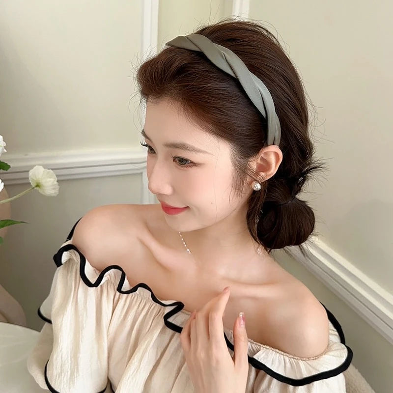 Solid Fabric Wrap Headband for Women Girls Sweet Elegant Headband Simple Hair Hoop Head Band Hair Ornament Fashion Accessories Quake