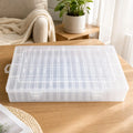 Plastic Desktop Storage Organizer Box with 64 Compartments Hinged Lid for Jewelry Craft Supplies Quake White
