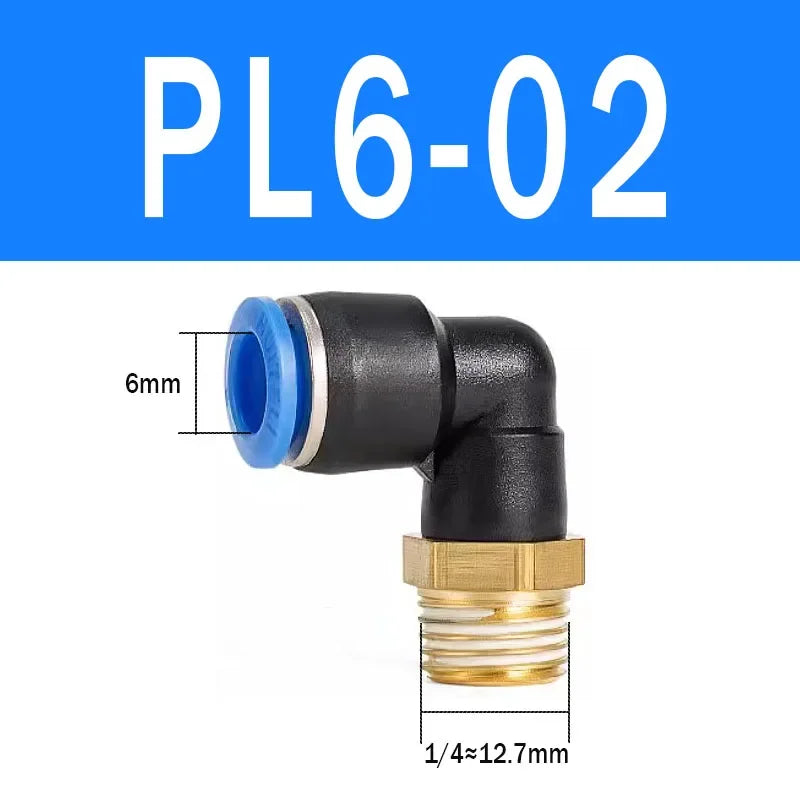 2Pcs PL Pneumatic Quick Connector Threaded Elbow PL6-01/8-02/8-04/10-02/12-03 Hose Air Fitting Quake PL6-02 2pcs WHITE