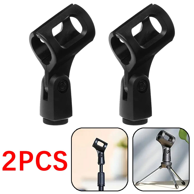 2x Universal Microphone Stand Clip Adjustable Mic Clamp Mount Holder Quake
