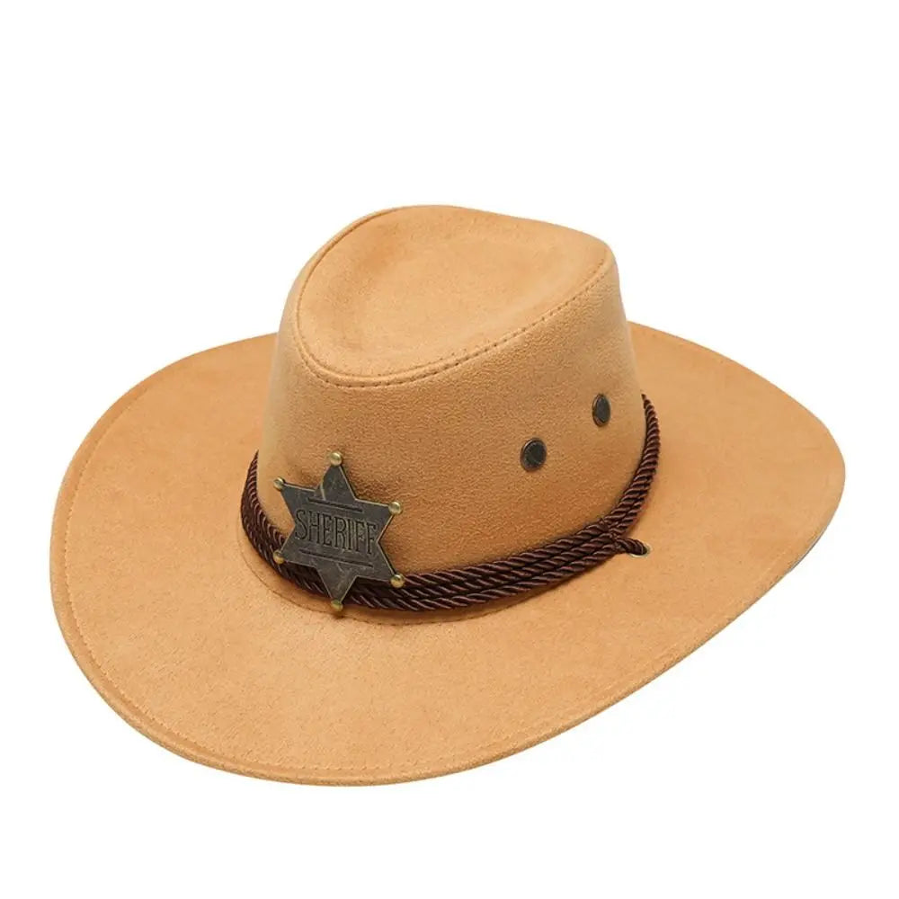 Unisex Artificial Suede Beach Cowboy Hat Wide Brim Sun Protection Party Cosplay Hat Breathable Solid Color Sun Sunscreen Cap Quake