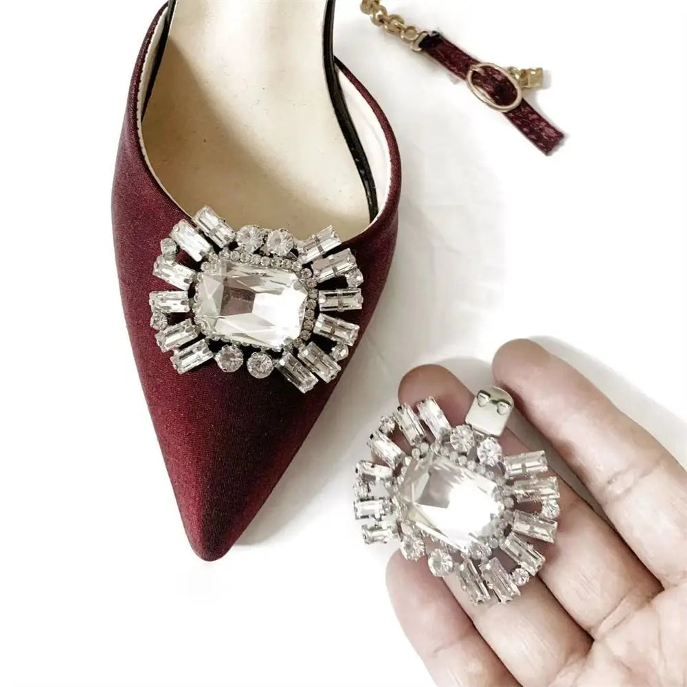 1Pcs Removable Shoe Clips Wedding Bride Shoes Decoration Women High Heel Charms Jewelry Rhinestones Crystal Shoes Decoration Quake