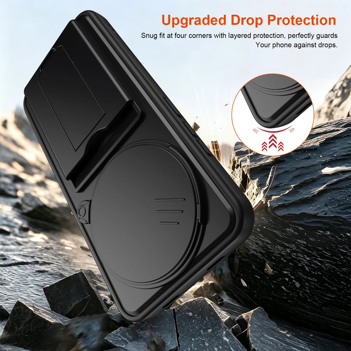Foldable Stand + Card Holder Phone Case For Redmi NOTE15 PRO 4G Shockproof Hybrid Phone Protector, Soft Hard 2-In-1 Design Quake