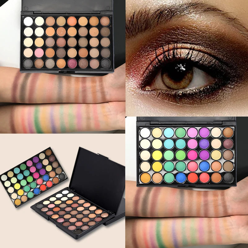 40 Colors Glitter Eyeshadow Palette Matte Waterproof Long Lasting Pressed Pearlescent Powder Cosmetics Fashion Women MakeUp Quake