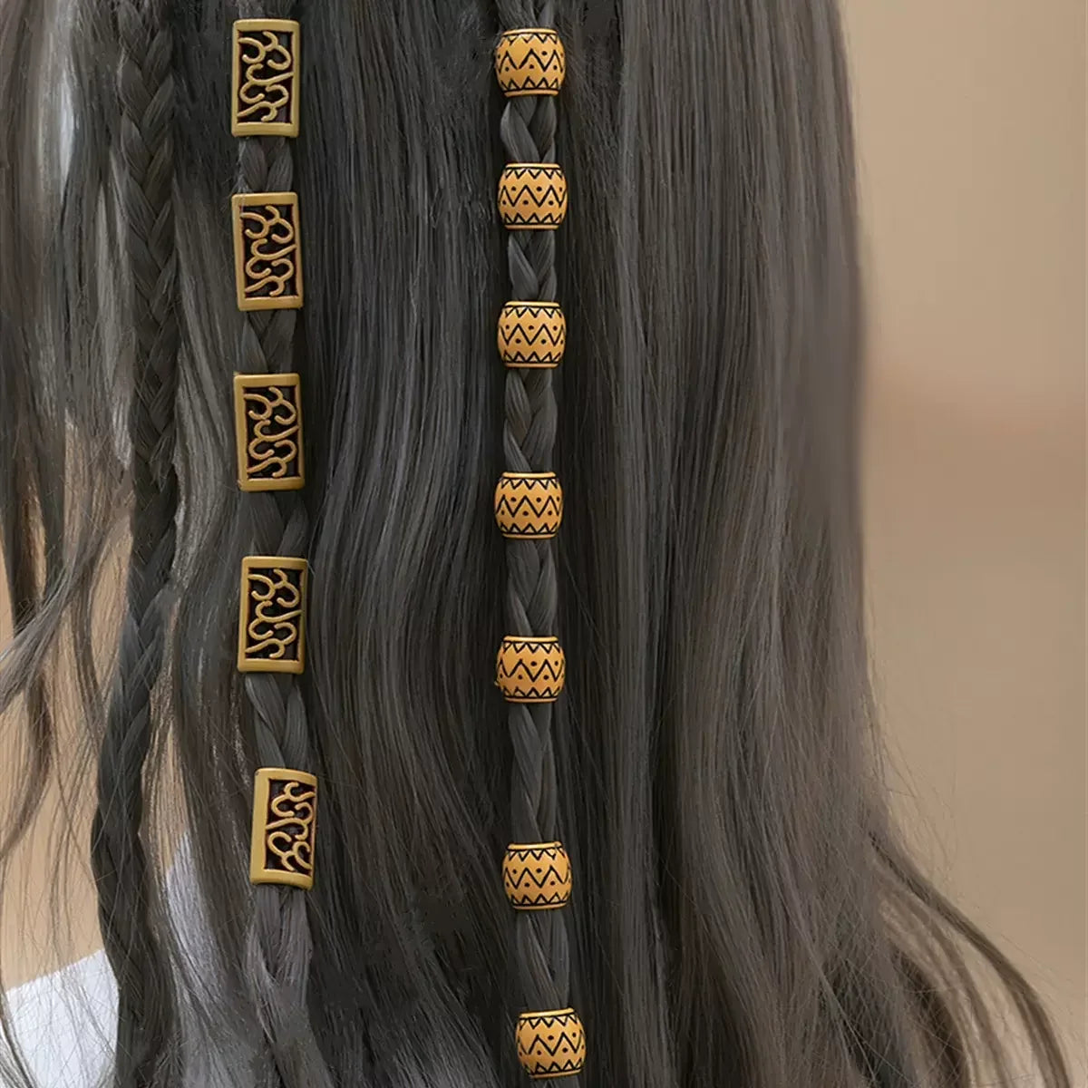 10pcs Hair Beads Rings Beads Braiding Hair Clips for Women Girls Cuffs Tubes Charms Dreadlock Hair Styling Tools Accessories Quake