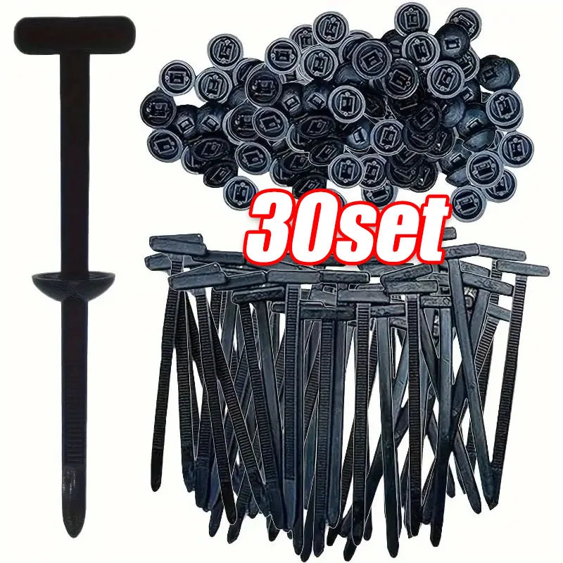 Universal Nylon Cable Tie Buckle Auto Fastener Screw Replacement Clip Car Fender Trunk Engine Guard Panel Wire Management Secure Quake 30SET