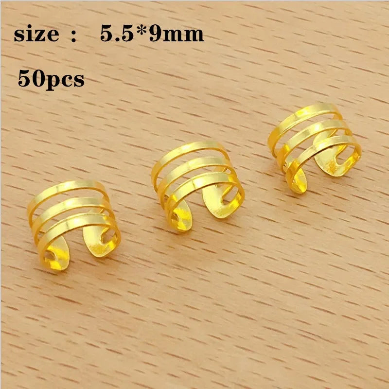 Silver & Gold Hair Ring Cuffs – Dreadlock Braid Beads 5-100pcs