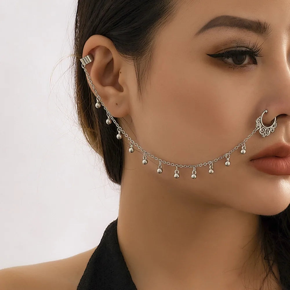 New Fashion Piercing Jewelry Women Temperament Earrings Sweet Personality Imitation Pearl Butterfly Tassel Chain Quake 5