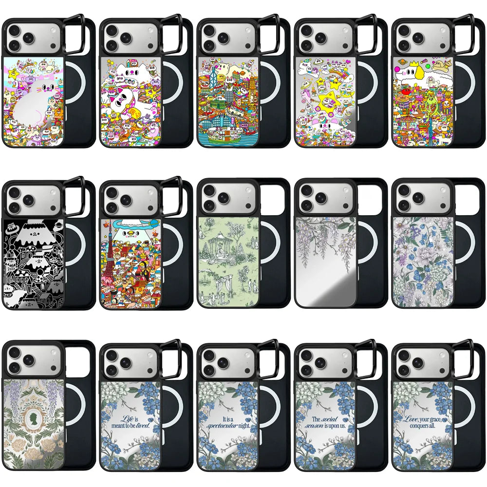 6032910 Camera Ring Stand Mirror Surface Magnetic Case: Compatible with IPhone 17 16 15 14 13 12 Pro Max 17 Air Quake