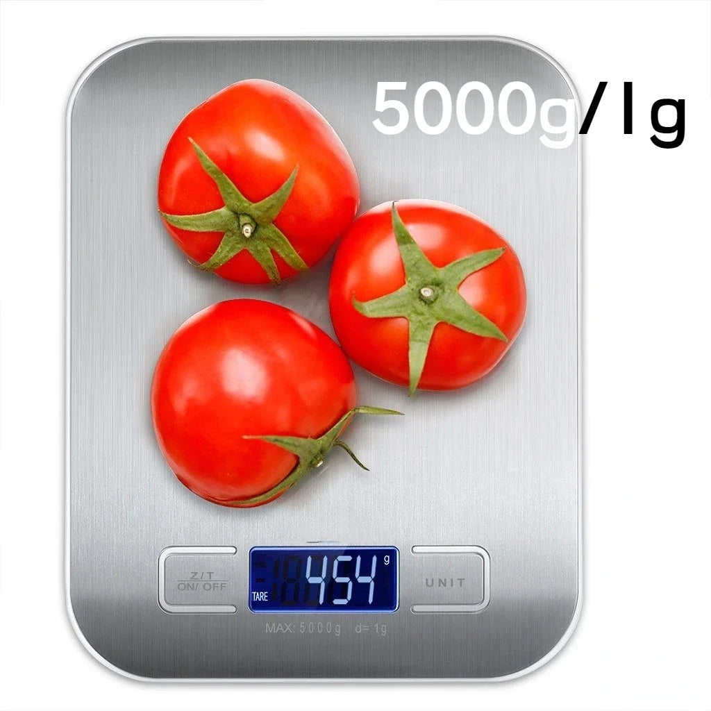 Digital Kitchen Scale LED Display 5kg/1g Stainless Steel Panel Electronic Scales Home Jewelry Food Snacks Weighing Baking Tools Quake