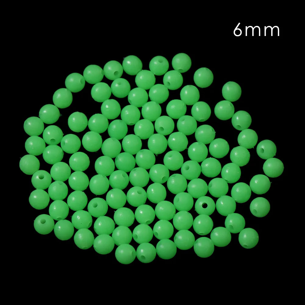 100pc/bag Fishing Floats Beads Luminous Light Glowing Balls For Night Fishing Quake green-6mm