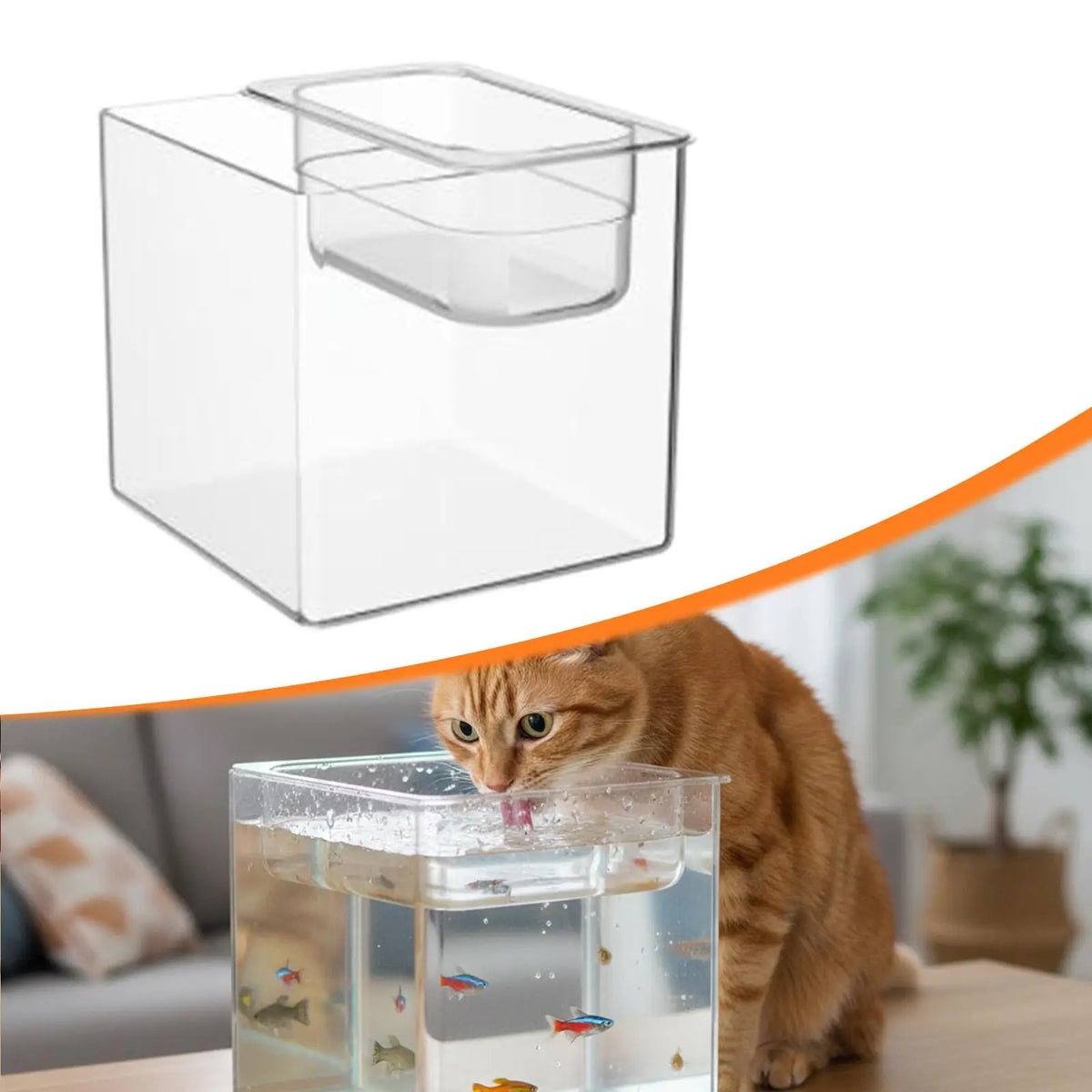 Small Square Box Fish Tank PET Acrylic Mini Aquarium Set Clear Bowl for Cats Desktop Decor Centerpiece Quake