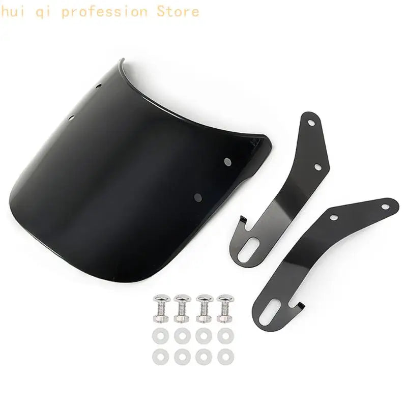 Motorcycle Windshield Universal Fitment for 4-7inch Headlights Heavy Duty ABS Metal Frame Enhanced Visibility Guard H8WE Quake Black CN