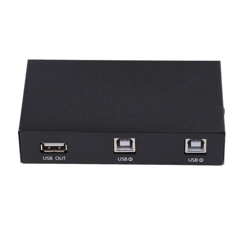 2 in 1 Out USB Print Sharer, 2 USB 2.0 Ports Splitter Printer Adapter Sharing Device Switch Box for PC Printer Computer K1KF Quake black