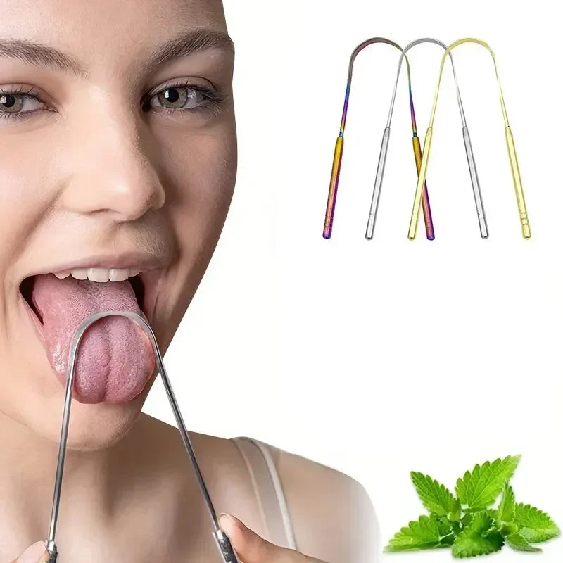 Toothbrush Oral Hygiene Care Tools Tongue Scraper U-shaped 4 Colors Stainless Steel Metal Fresh Breath Cleaning Coated Tongue Quake