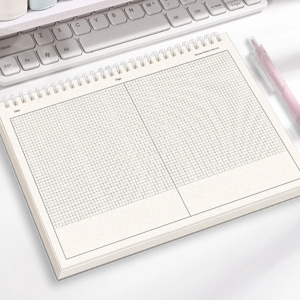 Simple Thicken Paper Coil Notebook Grid/Horizontal Lines Partition Design B5 Notepad Flip-up Notepad Students Quake Grids