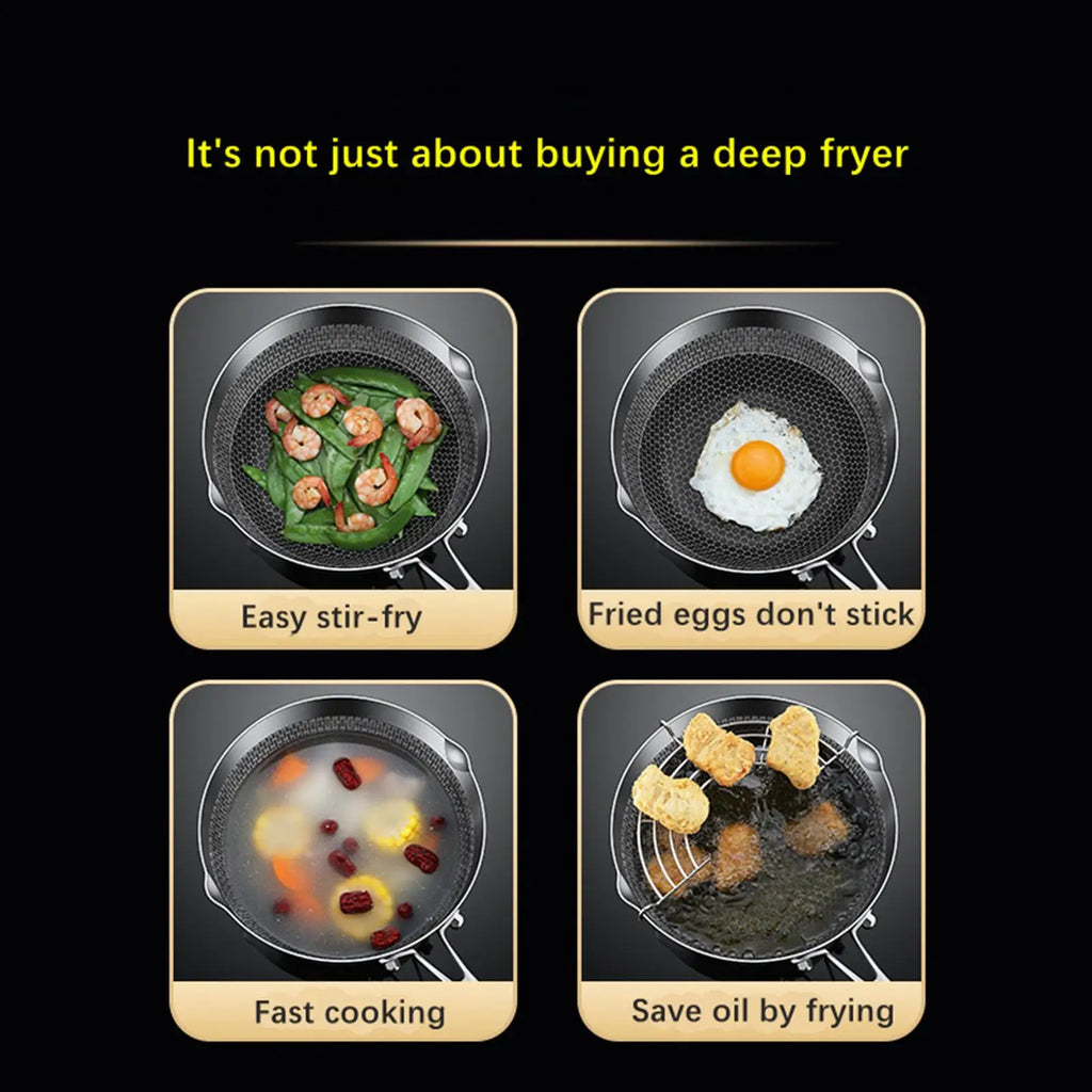 Japanese Tempura Fryer Pan Ramen Pan with Oil Drip Drainer Rack Deep Fryer Pot for Instant Noodles Dried Fish Stew Fries Chicken Quake Default Title