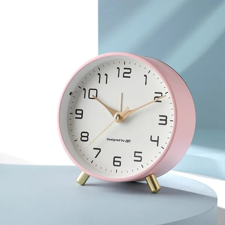 Desktop Small Alarm Clock Student Desktop Home Mute Alarm Clock Wake-up Tool Quake Pink