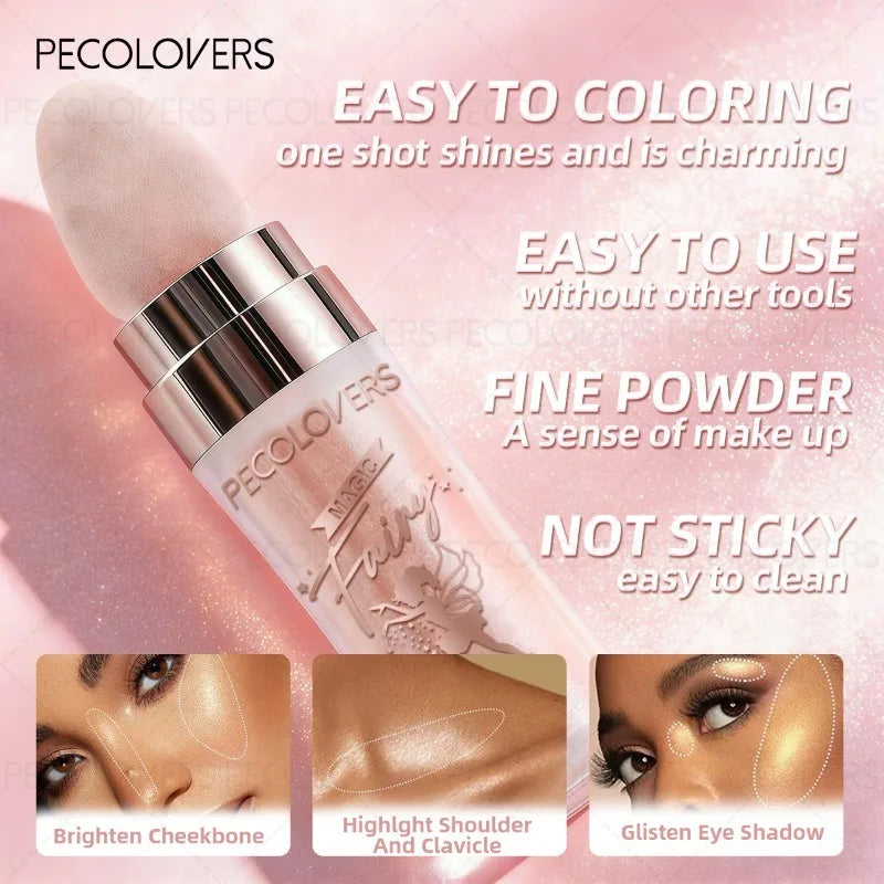 Magic Shine Highlight Pat Powder, Face & Full Body Highlight Brightening Natural Three-dimensional Contouring Blush Quake