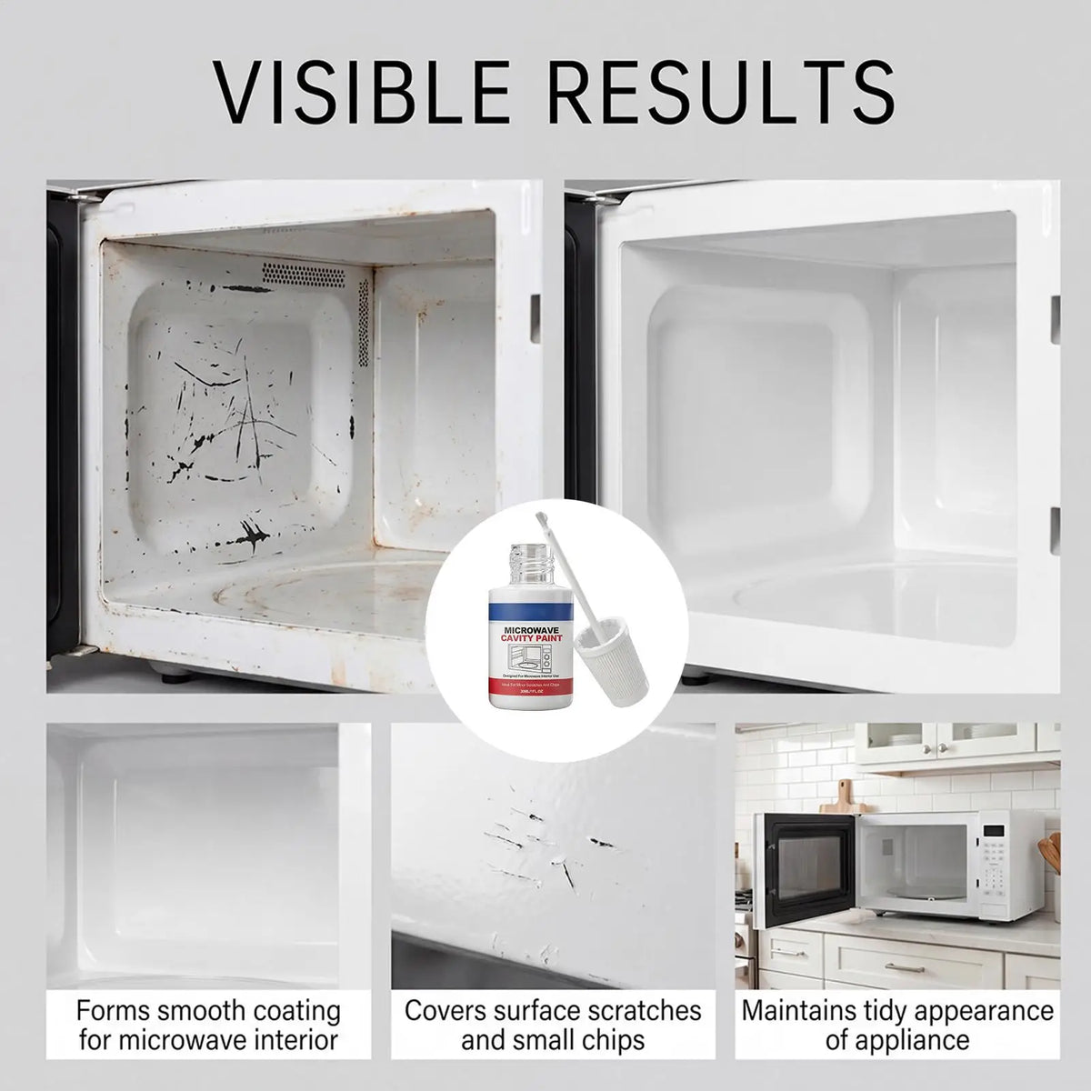 High Gloss Microwave Coating 30ml Microwave Interior Cavity Paint Appliance Repair Touchup for Home Kitchen Apartment Restaurant Quake