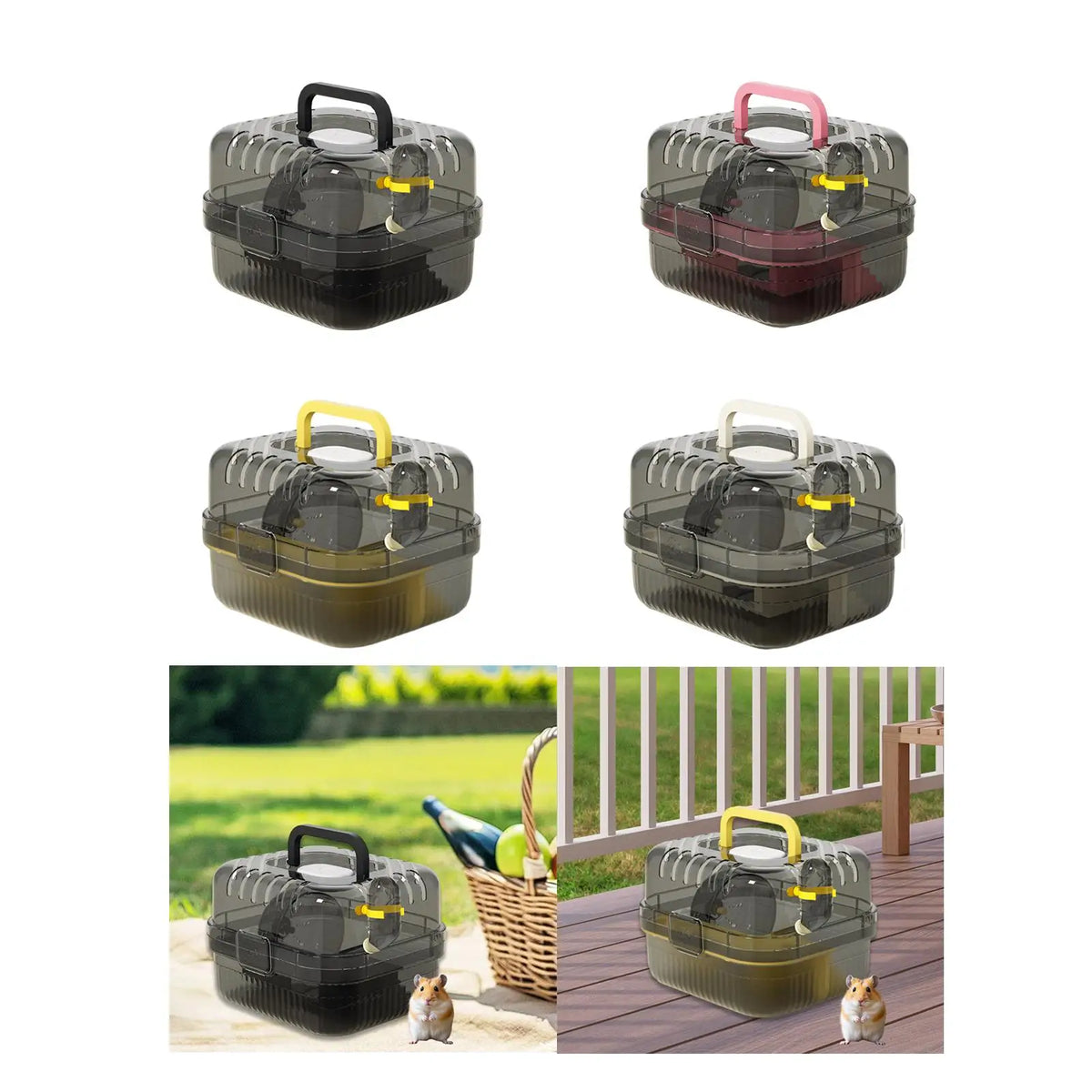 Breathable Hamster Enclosure Transparent Lid Portable Small Animal Habitat for Pet Holiday and Outdoors Quake