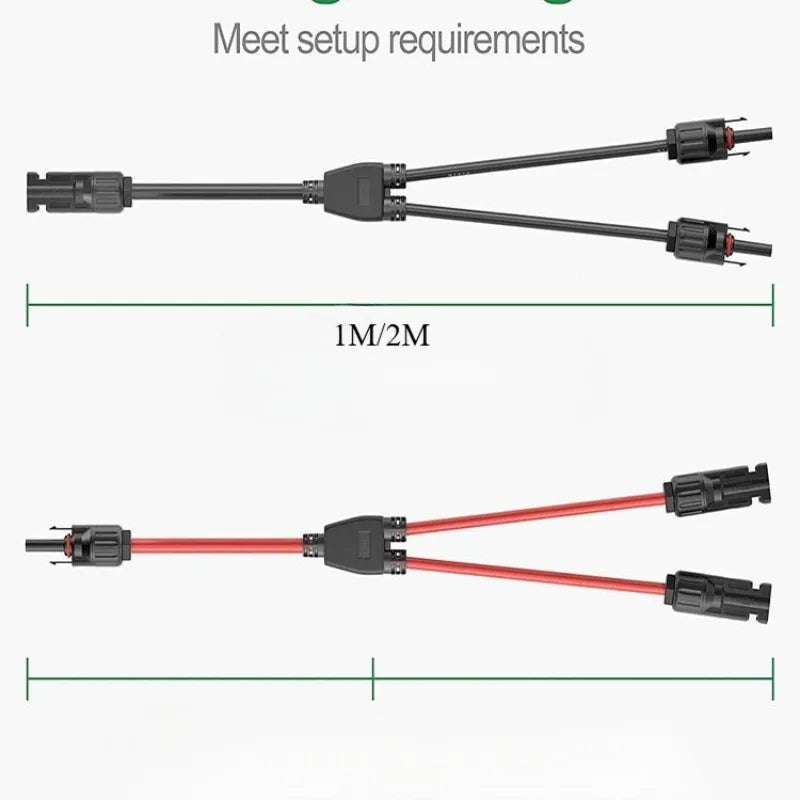 Power Solar Connectors 30A Y‑Branch Cable 12AWG Solar Cable Parallel Adaptor in Pair Black Red for Solar Panel Power System Quake