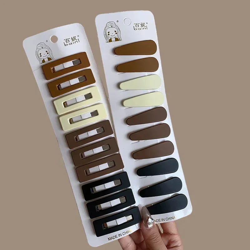 Women's BB Hair Clips Milk White Coffee Bangs Side Scrunchies Hairpins Broken Hair Fixed Clip Back Head Clips Headwear 10pcs/set Quake