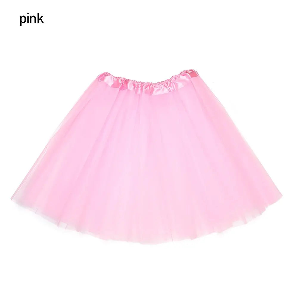 Adult Party Elastic Pleated Dance Puffy Skirts Lolita Petticoat Ballet Skirts Tutus Skirt Quake pink One Size